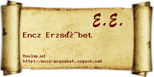 Encz Erzsébet névjegykártya